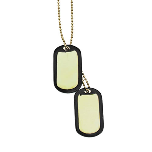 Copias de placas identificativas US Dog Tag doradas con cadena y gomas protectoras