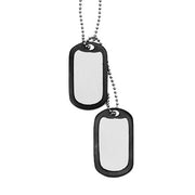 Placas identificación US Dog Tags plateadas con cadena y gomas protectoras