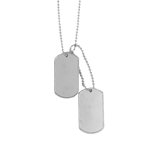 Placas identificativas US (dog tags) originales con cadena, sin gomas protectoras ni grabado
