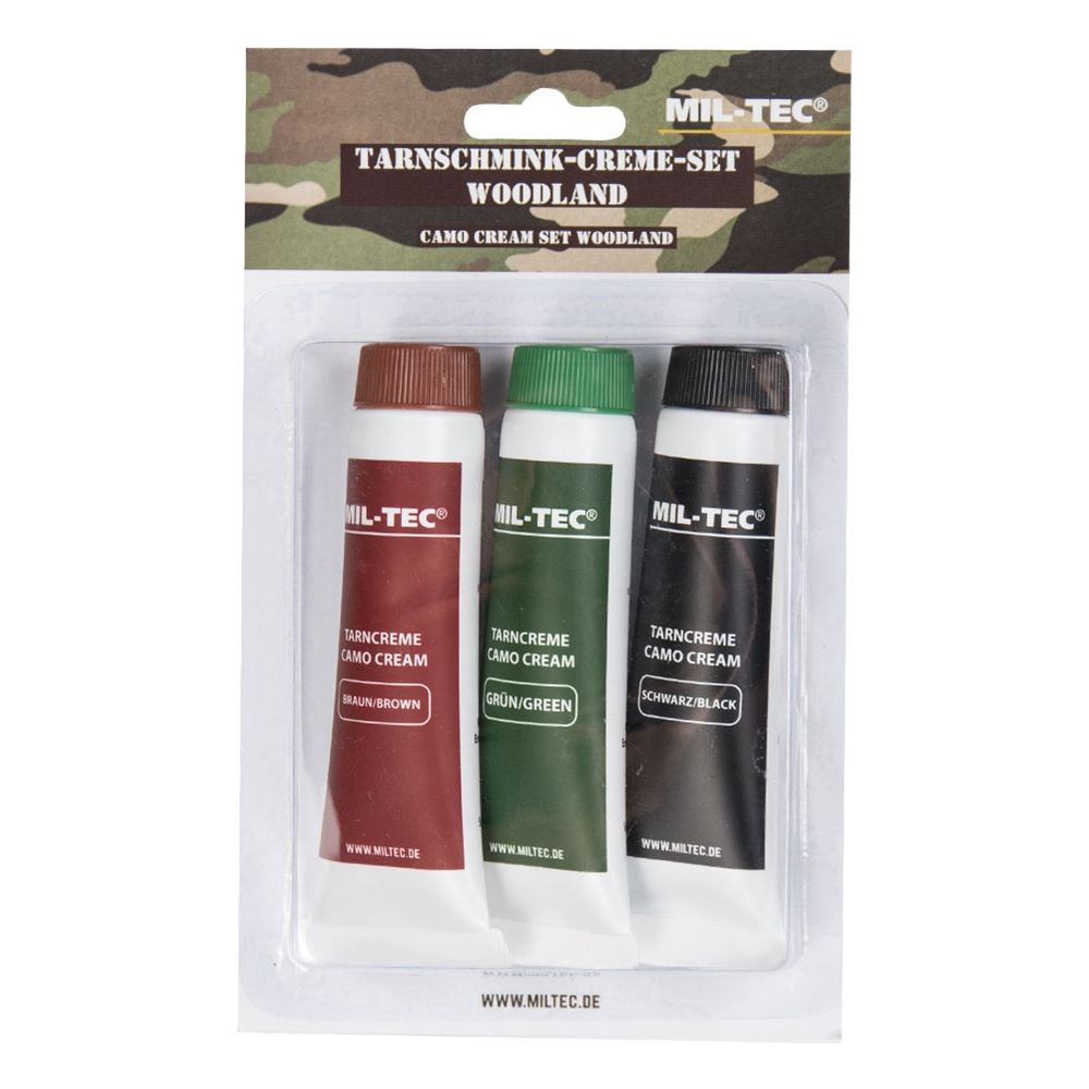Set de pinturas de camuflaje en tubo 3x30g negro, verde y marrón