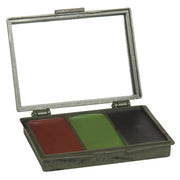 Caja de pinturas de camuflaje con espejo y tres colores marrón, verde y negro
