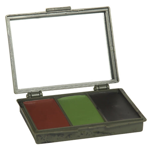 Caja de pinturas de camuflaje con espejo y tres colores marrón, verde y negro