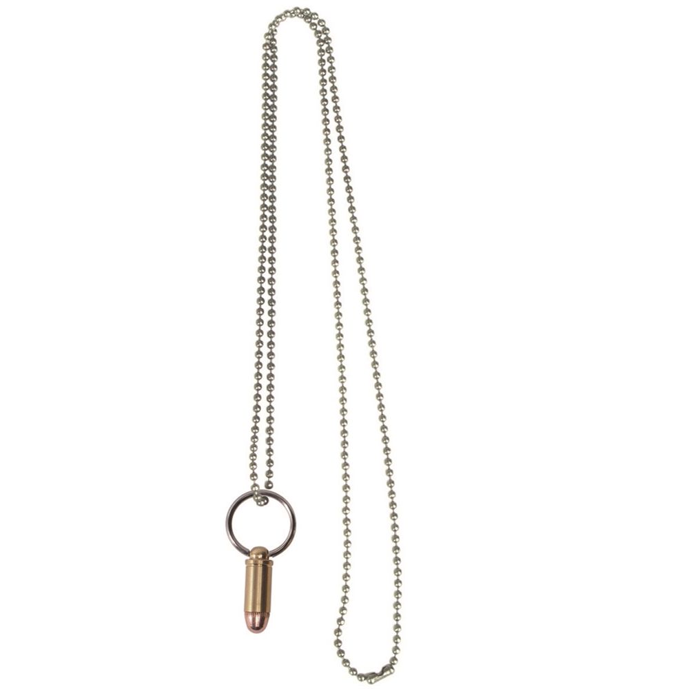 Colgante con vaina de bala 9 mm en cadena (aprox. 60 cm)