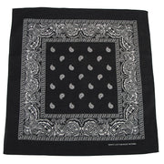 Pañuelo bandana 55x55 cm negro y blanco en algodón con motivo estampado