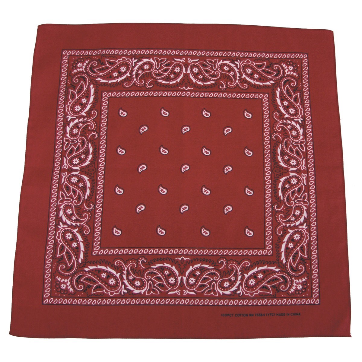 Pañuelo bandana 55x55 cm negro y blanco en algodón con motivo estampado