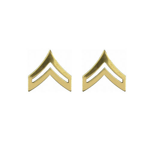 Insignia metálica de grado Corporal dorada pulida del US Army
