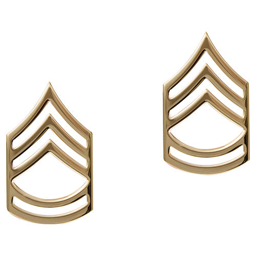 Insignia metálica de grado SGT First Class dorada pulida US Army, fabricada en EE. UU.