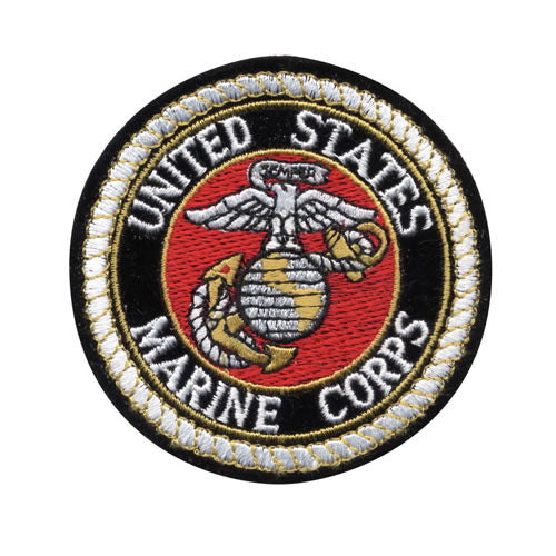 Parche USMC redondo 7,5 cm bordado con ancla, alta calidad