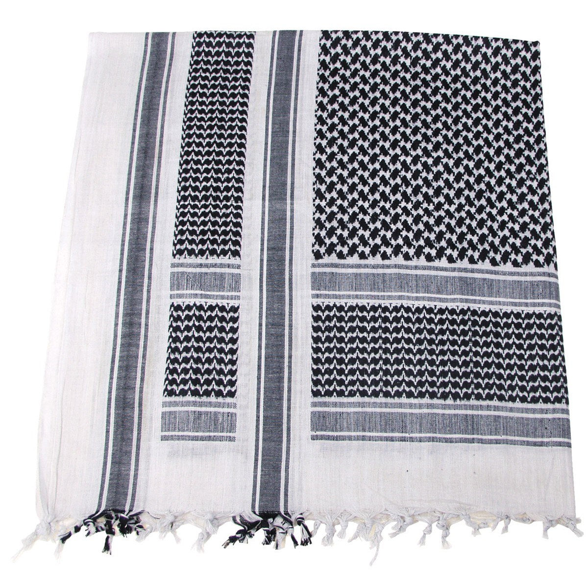 Imagen del Pañuelo Shemagh de algodón blanco y negro