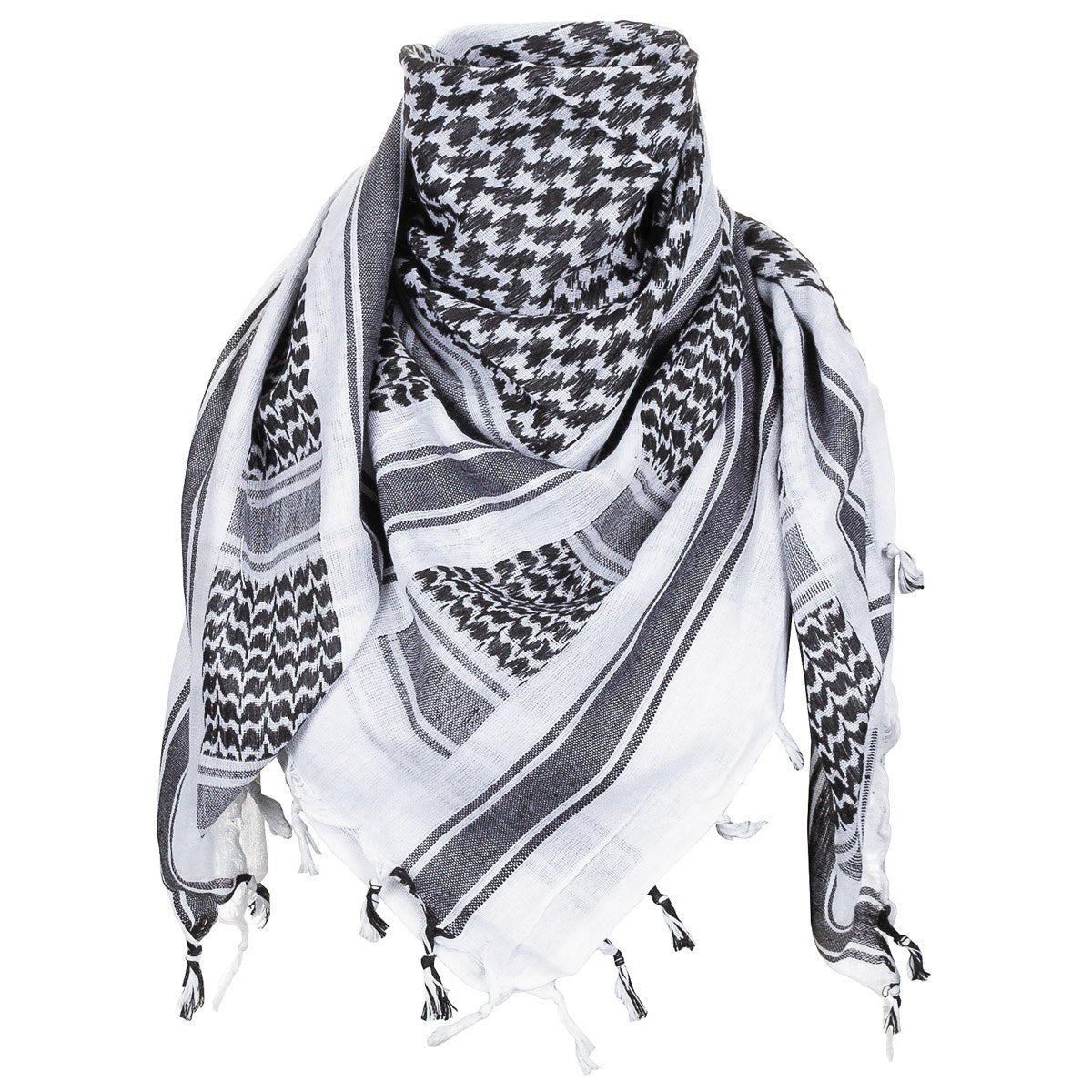 Imagen del Pañuelo Shemagh de algodón blanco y negro