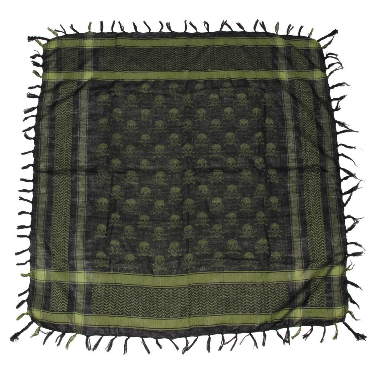 Pañuelo Shemagh con estampado de calaveras en verde y negro