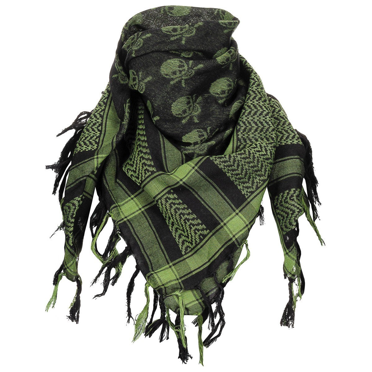 Pañuelo Shemagh con estampado de calaveras en verde y negro