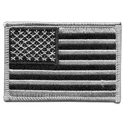 Parche textil bandera EE. UU. 7,5 x 5 cm en plata con capa termoadhesiva