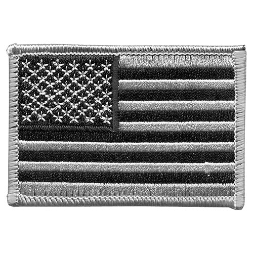 Parche textil bandera EE. UU. 7,5 x 5 cm en plata con capa termoadhesiva