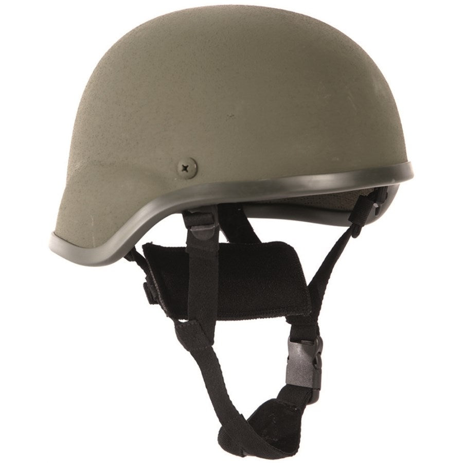 Réplica casco MICH 2000 verde con carcasa texturizada y barboquejo ajustable