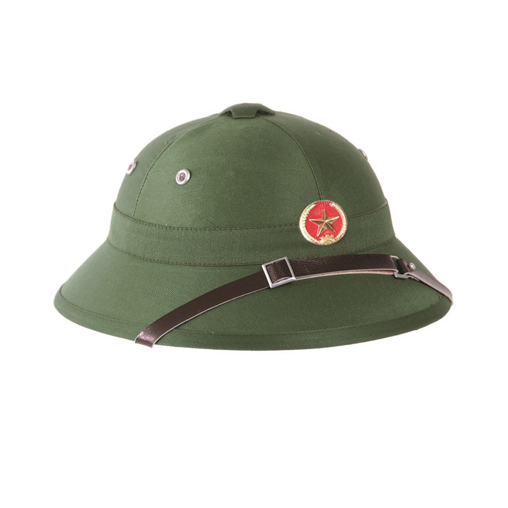 Casco VIETCONG TROPIC con insignia verde, polycotton (50% algodón, 50% poliéster), correa ajustable, solo decorativo