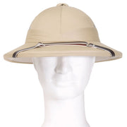 Casco tropical clásico francés khaki, polycotton 50% algodón, correa ajustable, uso decorativo
