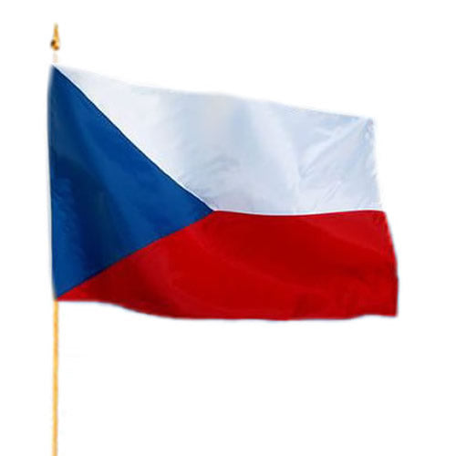 Bandera República Checa 30x45 cm con asta, 100% poliéster
