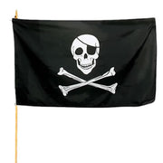 Bandera pirata con asta 30 x 45 cm, 100% poliéster, complemento náutico para piragüistas y marineros
