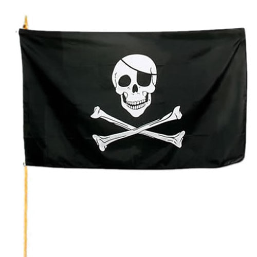 Bandera pirata con asta 30 x 45 cm, 100% poliéster, complemento náutico para piragüistas y marineros