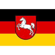 Bandera de Baja Sajonia (Niedersachsen) con escudo