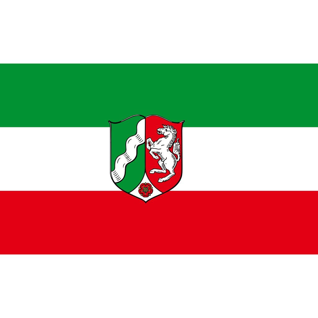 Bandera de Renania del Norte-Westfalia con escudo