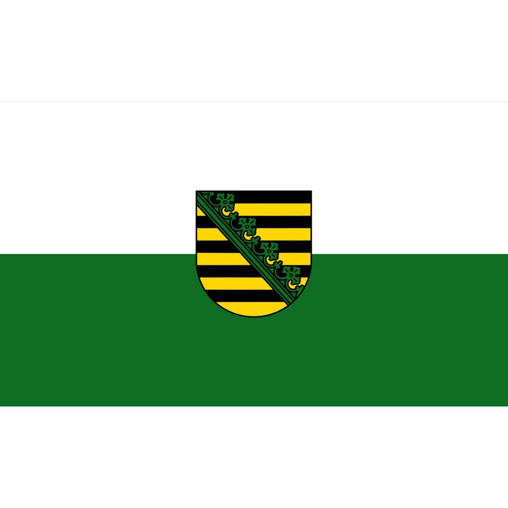 Bandera de Sajonia (Sachsen) con el escudo estatal