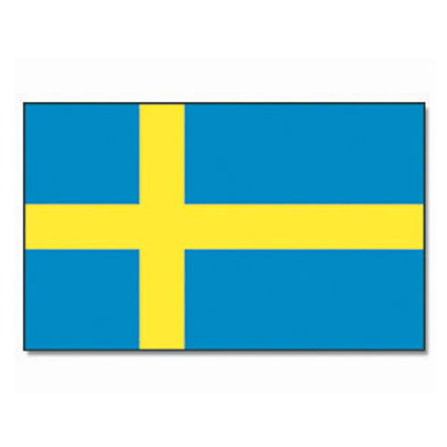 Bandera nacional de Suecia 150 x 90 cm con dos ojales metálicos, 100% poliéster