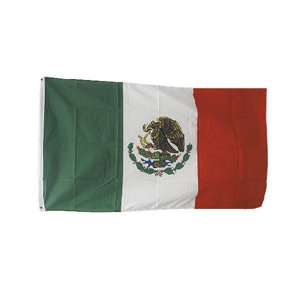 Bandera nacional de México 150 x 90 cm con dos ojales metálicos, 100% poliéster