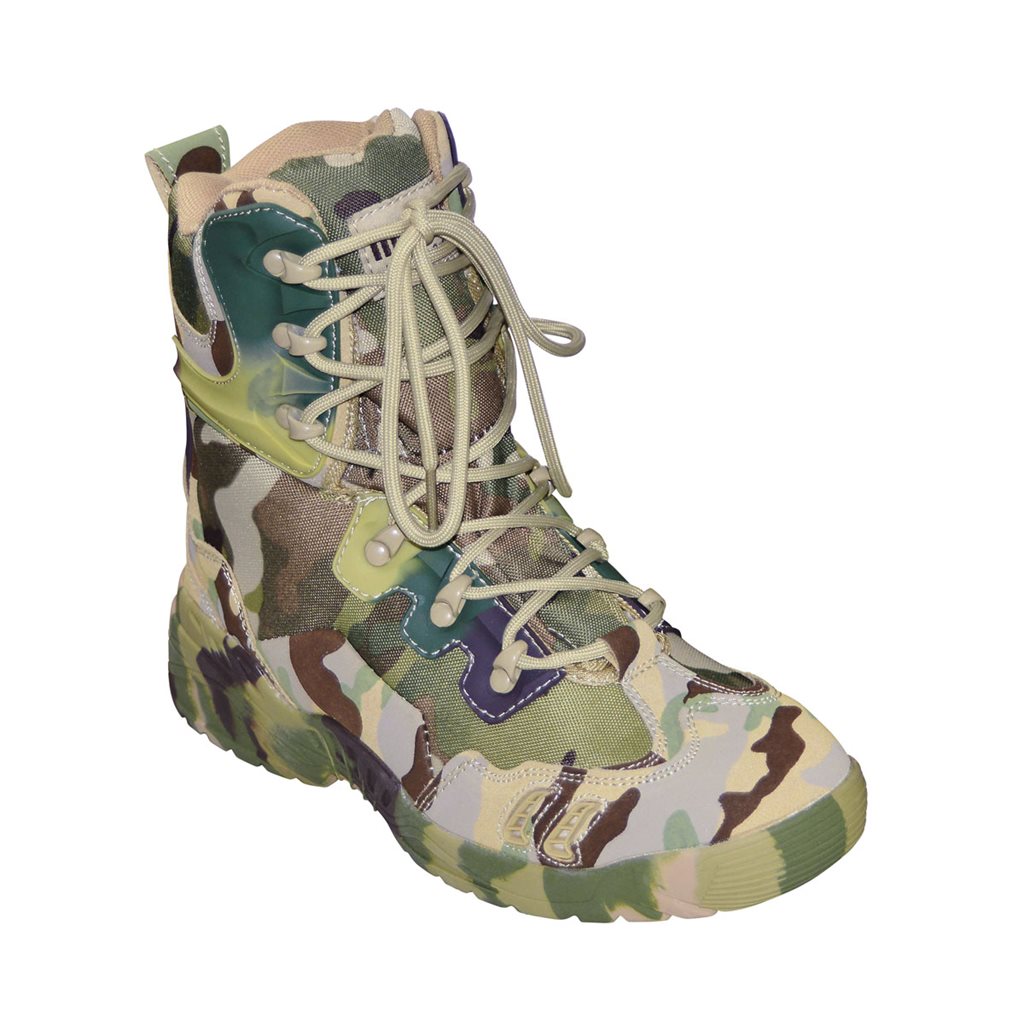 Botas tacticas Parabellum camufladas AT, cuero y nylon, suela de goma y cremallera lateral para quitarse rapido