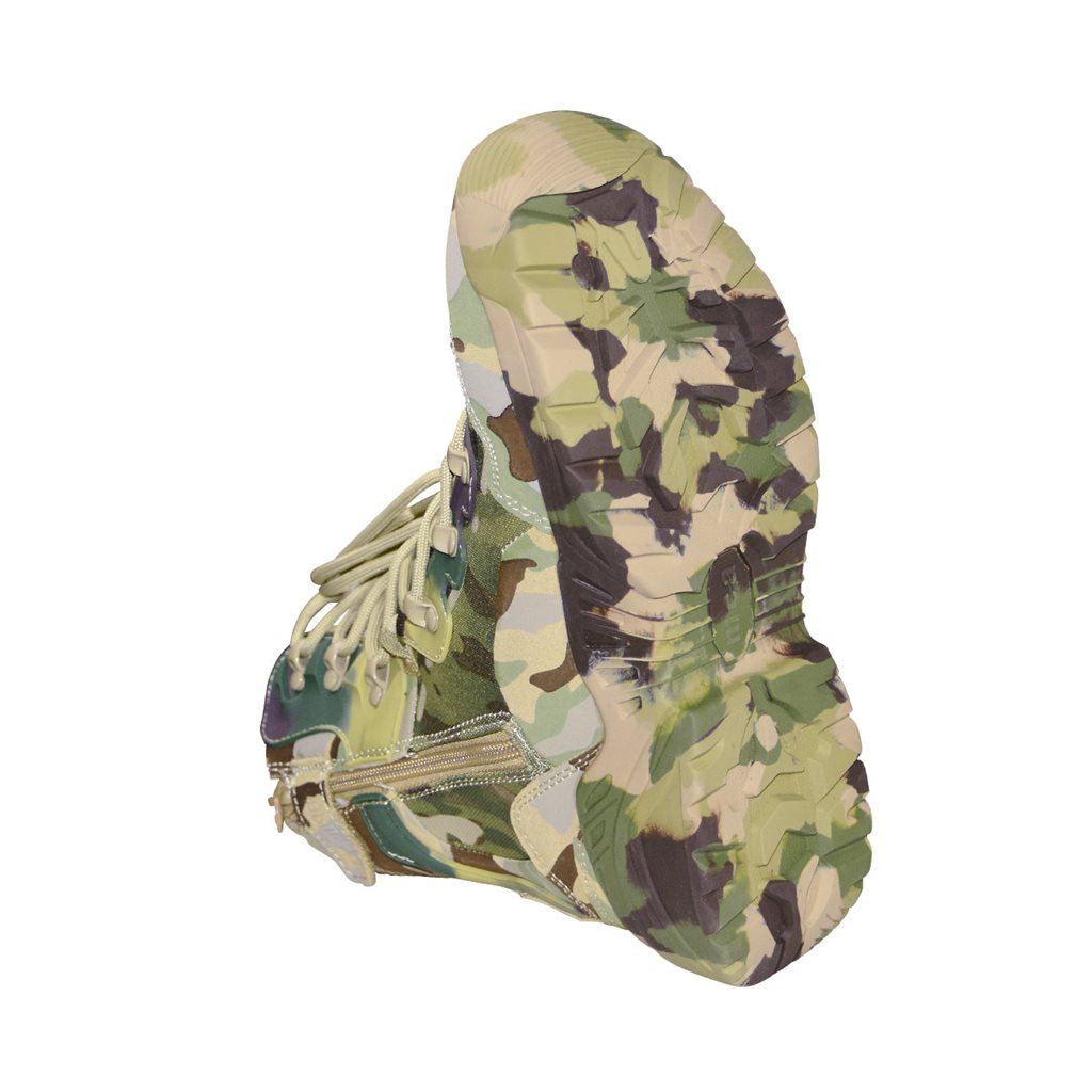 Botas tacticas Parabellum camufladas AT, cuero y nylon, suela de goma y cremallera lateral para quitarse rapido