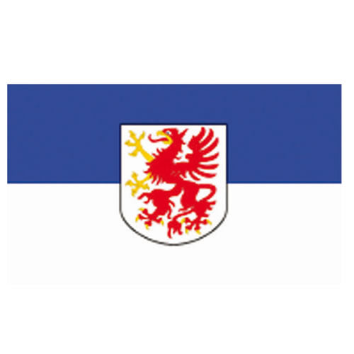 Bandera histórica de Pomerania con emblema