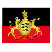 Bandera de Wurttemberg con emblema, región de Baden-Wurttemberg (Alemania)