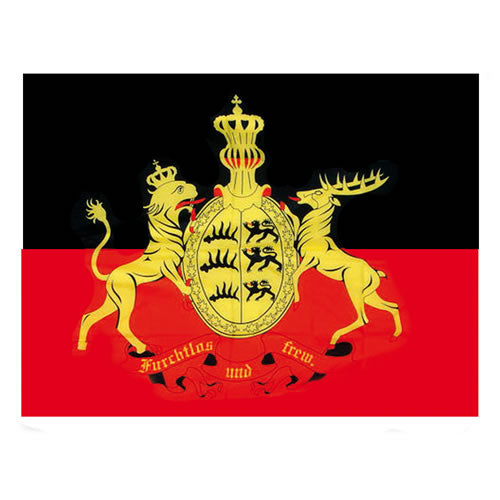 Bandera de Wurttemberg con emblema, región de Baden-Wurttemberg (Alemania)