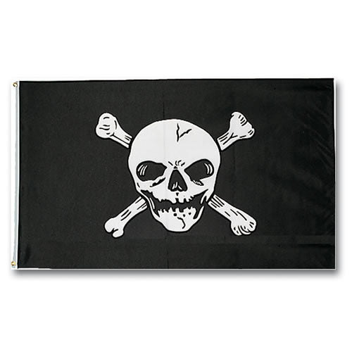 Bandera pirata Jolly Roger 150x90 cm con dos ollados metálicos, 100% poliéster