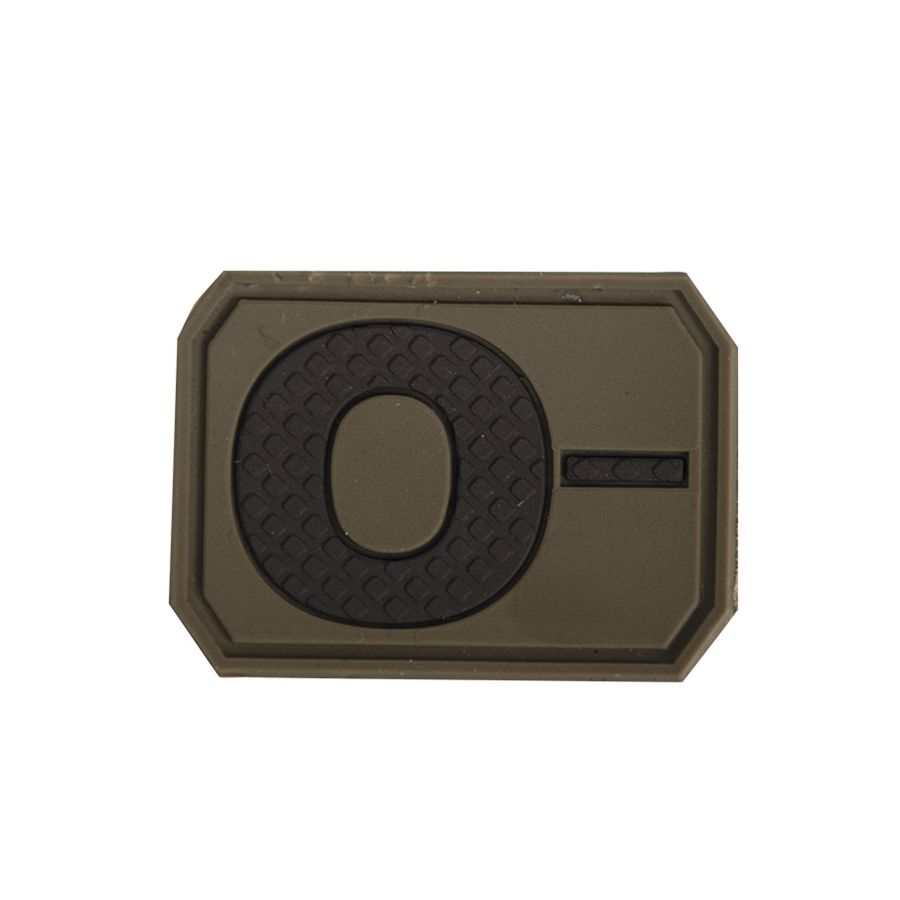 Parche plástico 3D verde grupo sanguíneo 0+ con velcro