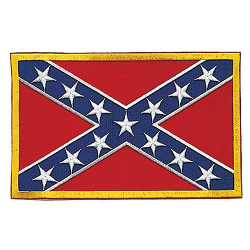 Parche textil con bandera confederada y borde amarillo, aprox. 7,5 x 5 cm