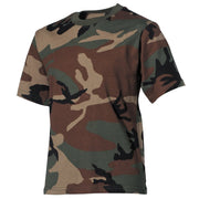 Camiseta infantil camuflaje Woodland, estilo army, 100% algodón