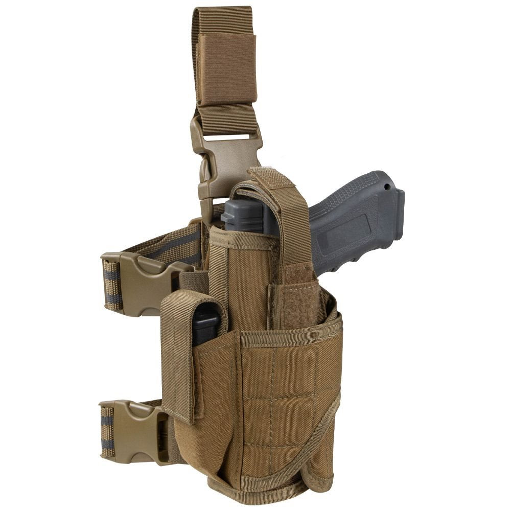 Funda pistolera muslera TORNADO verde para zurdos