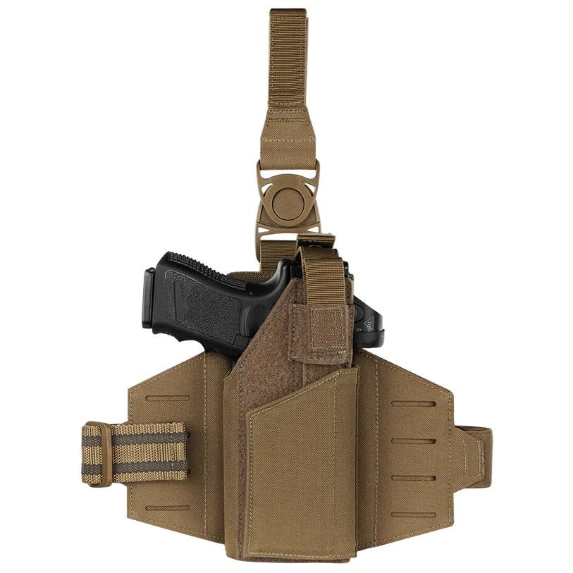Funda muslo para pistola LCS RDS negra, ajustable, con soporte para linterna o láser