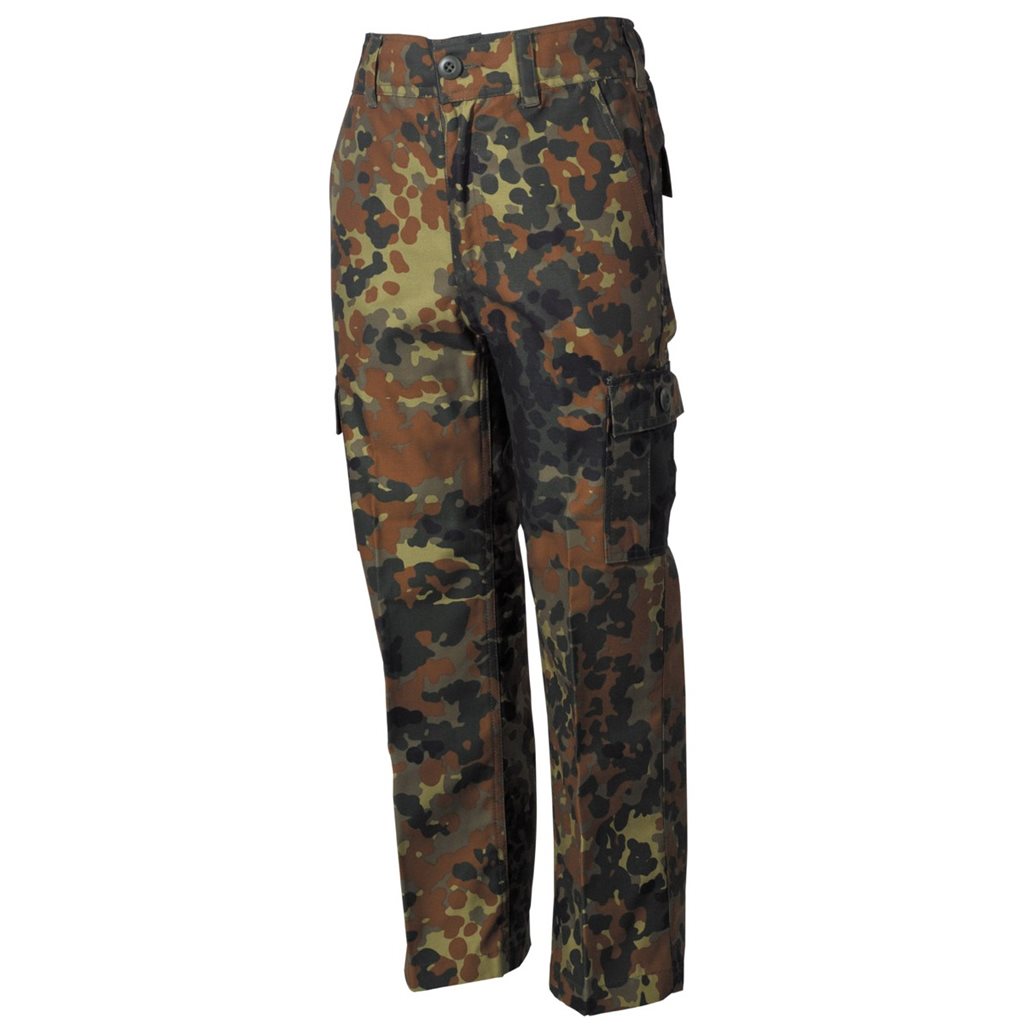 Pantalones infantiles BDU BW Flecktarn, refuerzo en asiento y rodillas, varios bolsillos