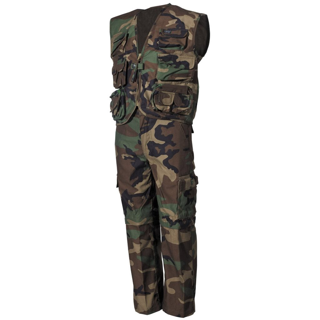 Conjunto infantil WOODAND chaleco con bolsillos y pantalón con perneras desmontables, 65% poliéster 35% algodón