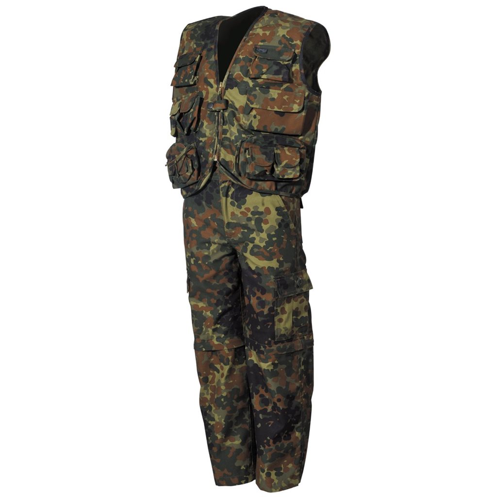 Conjunto infantil FLECKTARN: chaleco con múltiples bolsillos y pantalón con perneras desmontables. 65% poliéster, 35% algodón