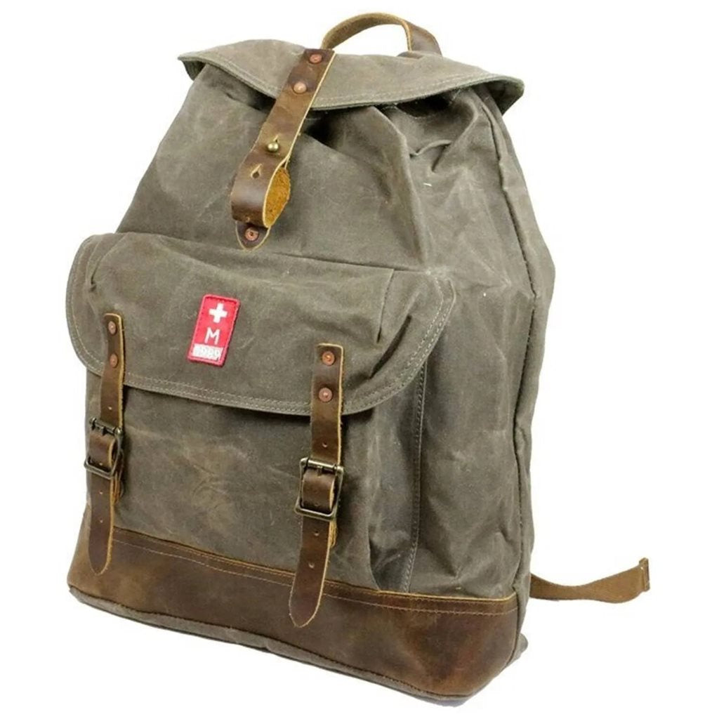 Mochila suiza vintage encerada Bushcraft REPRO en lona de tienda militar