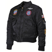 Cazadora bomber infantil CWU negra con parches