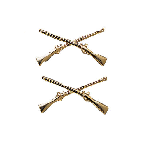 Insignia OFFICER INFANTRY dorada con rifles cruzados, par
