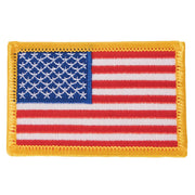 Parche textil bandera USA 7,5 x 5 cm con borde amarillo y capa termoadhesiva