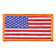 Parche textil bandera USA 8,5 x 4,5 cm con borde naranja y velcro en reverso