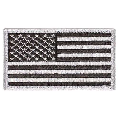 Parche textil bandera EE. UU. 8,5 x 4,5 cm con velcro, negro y plata