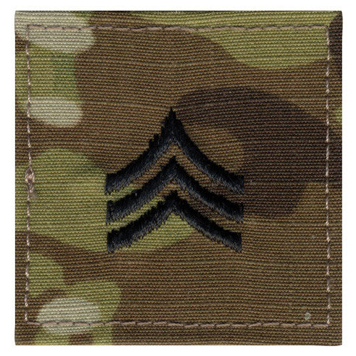 Parche de rango Sergeant E-5 con velcro en camuflaje OCP, 5 x 5 cm, rip-stop, oficial US Army